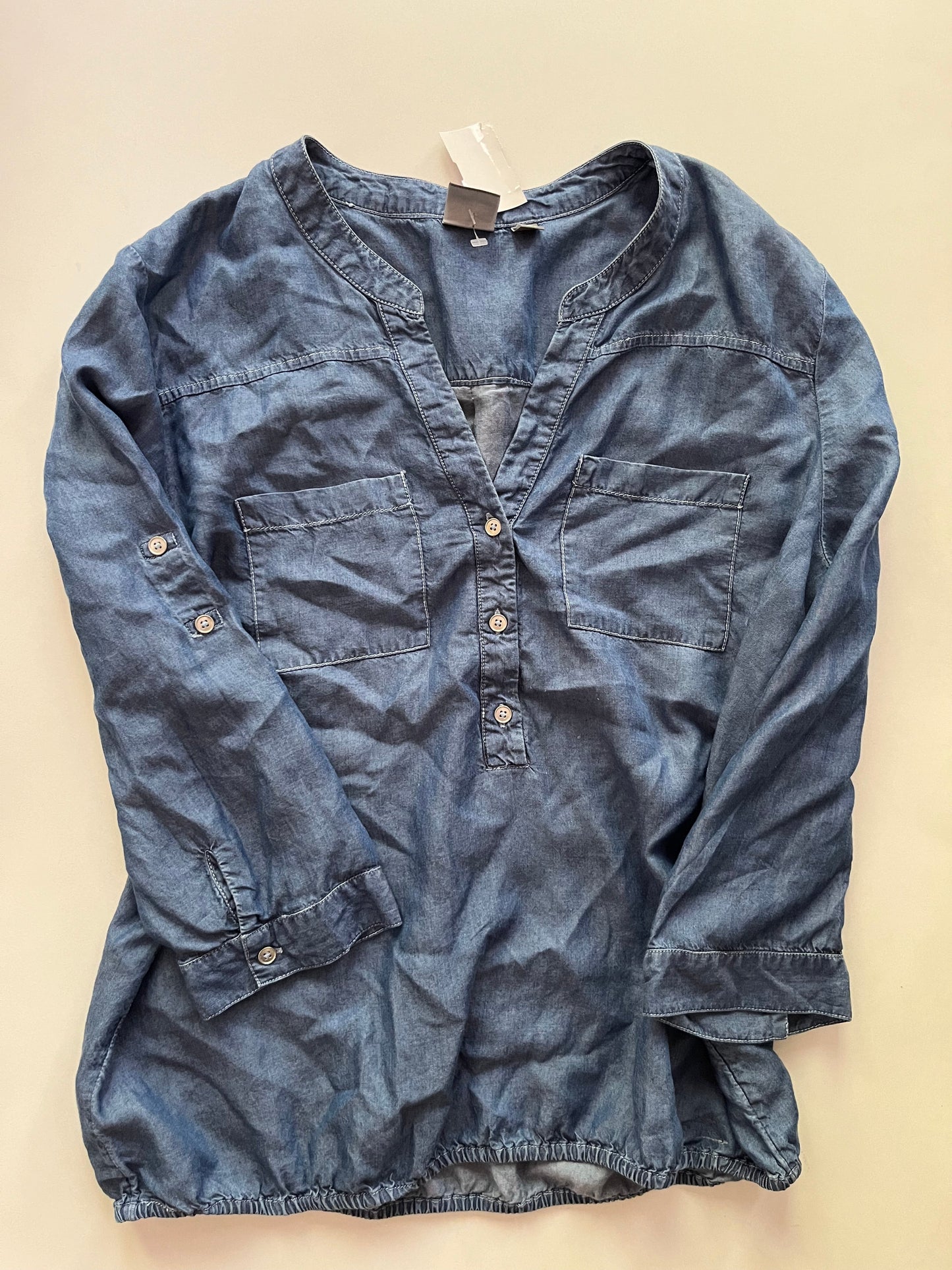 Top Long Sleeve By New York And Co In Denim, Size: L