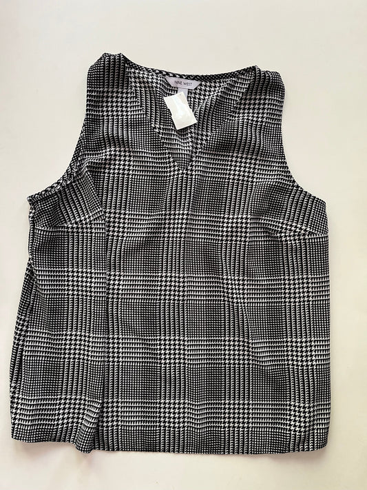 Blouse Sleeveless By Nine West Apparel In Plaid, Size: L