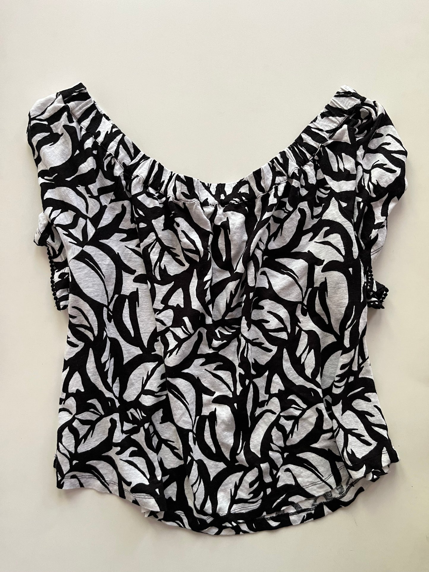 Top 3/4 Sleeve By Chicos In Black White, Size: L