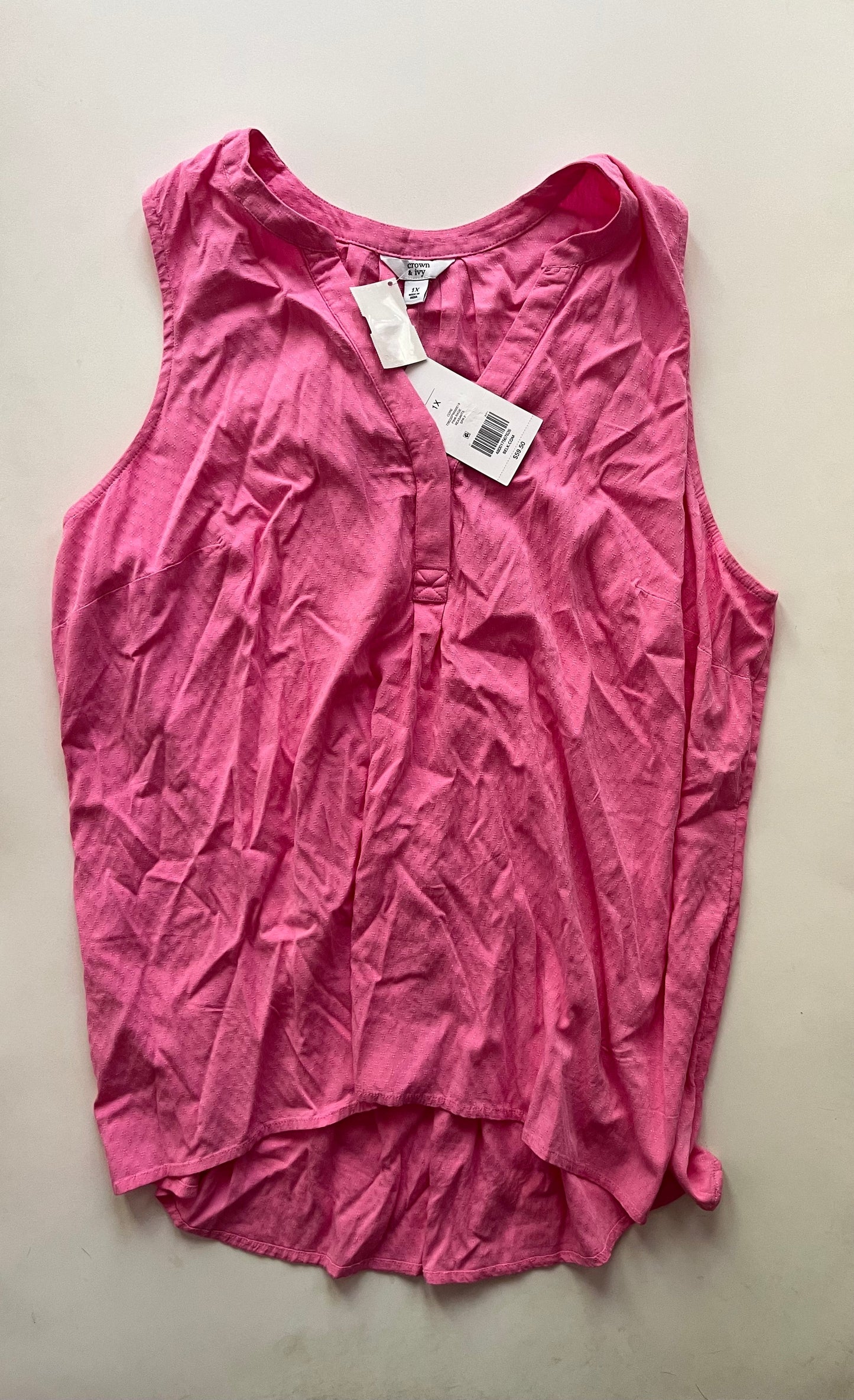 Top Sleeveless By Crown And Ivy In Pink, Size: 1x