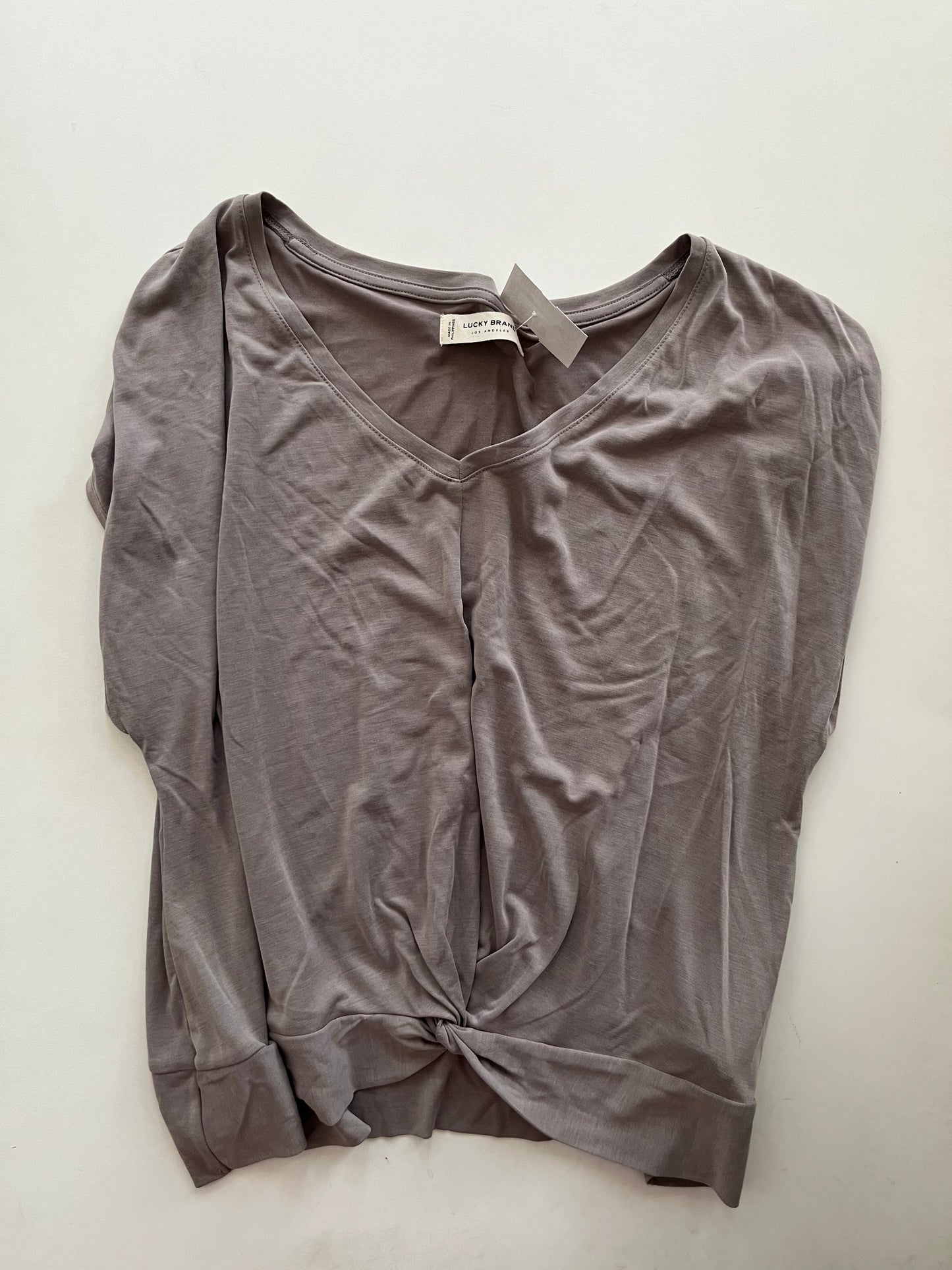 Top Short Sleeve By Lucky Brand In Taupe, Size: L