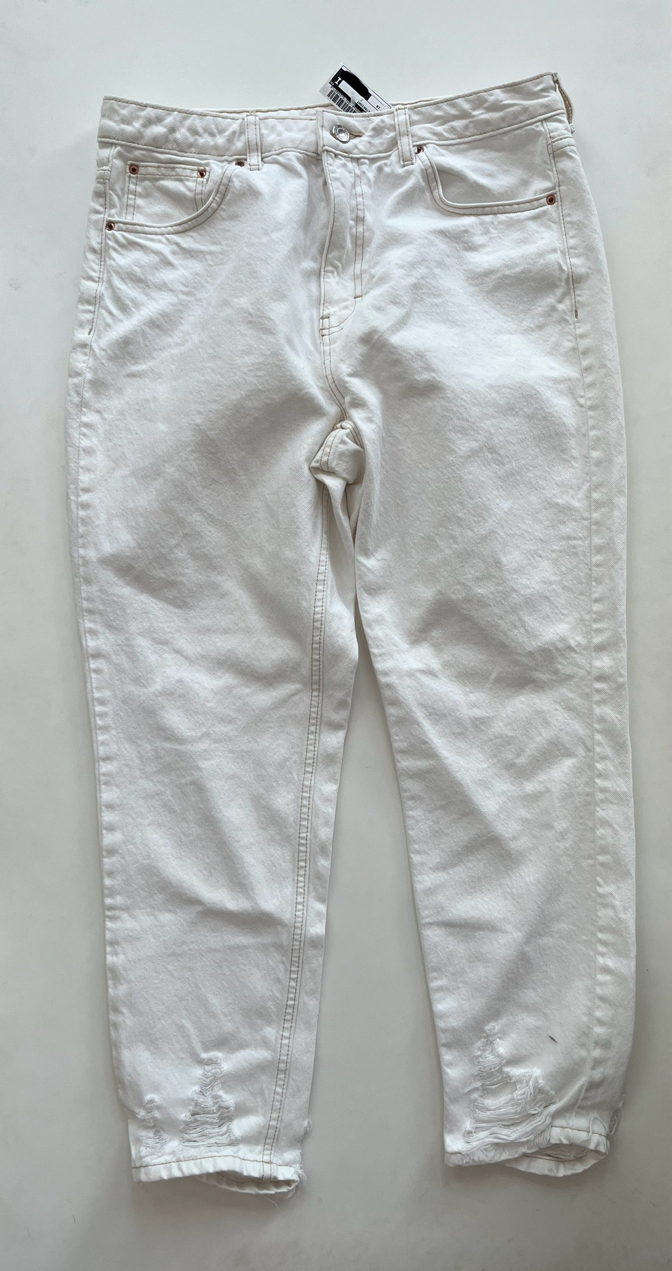 Jeans Straight By Top Shop In White, Size: 14