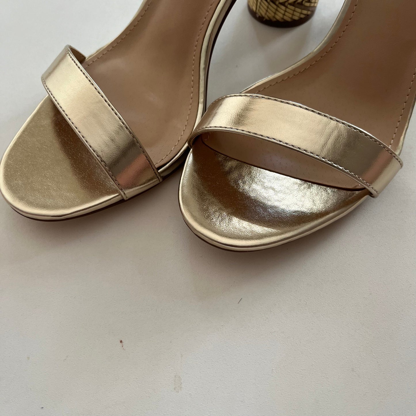 Shoes Heels Block By Just Fab In Gold, Size: 7.5