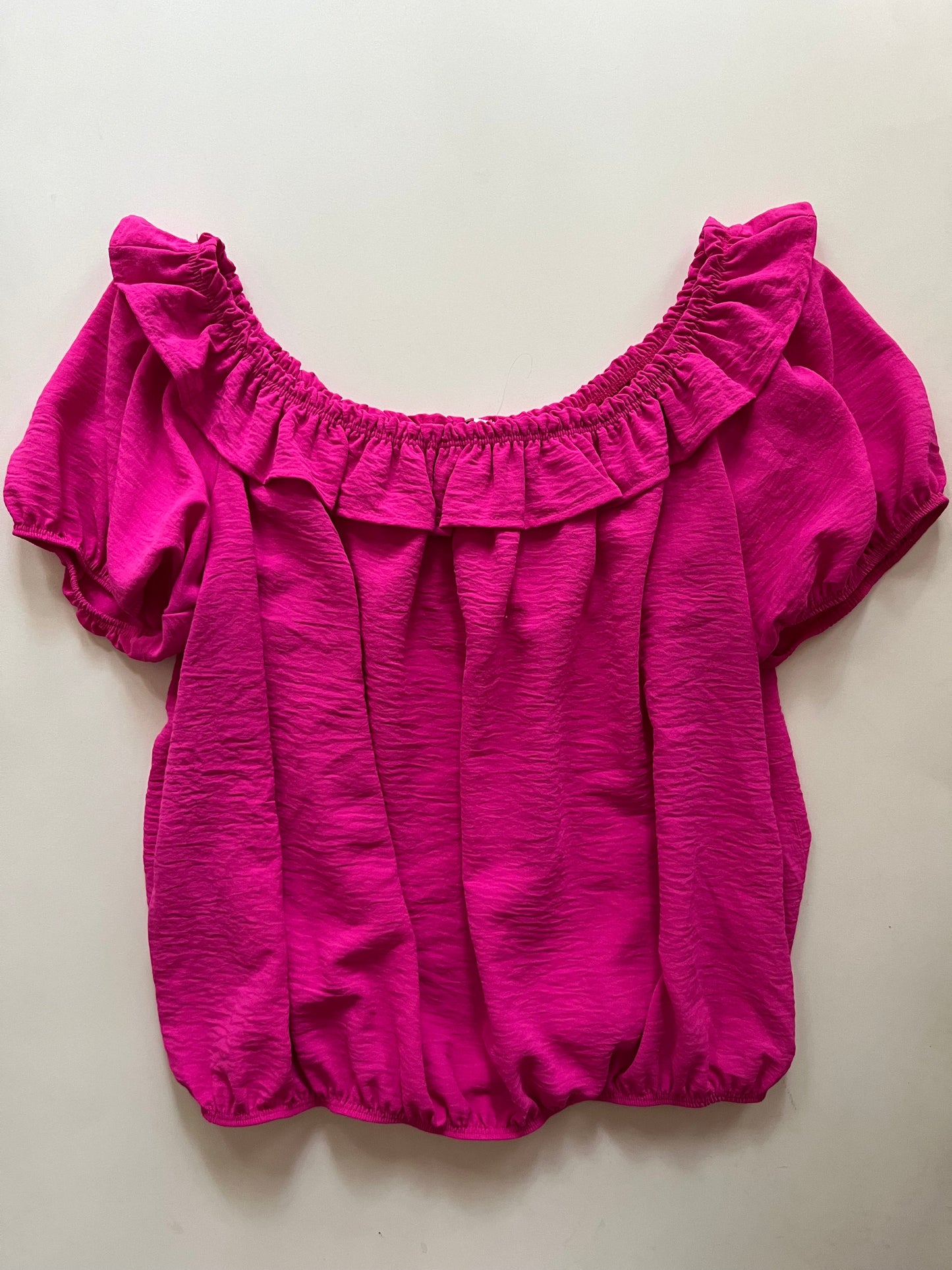 Blouse Short Sleeve By Jodifl In Hot Pink, Size: M