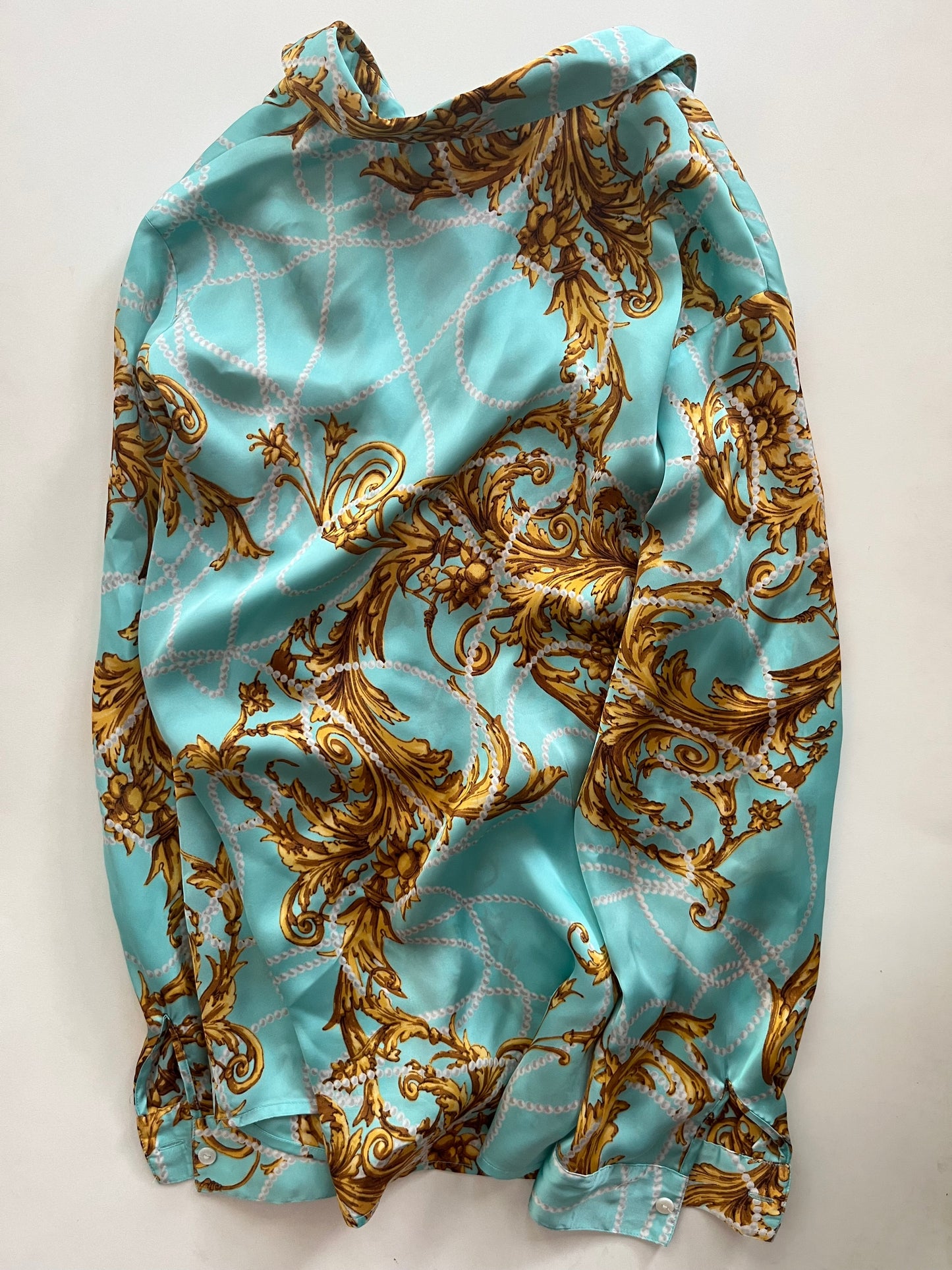 Blouse Long Sleeve By Chicos In Turquoise, Size: M