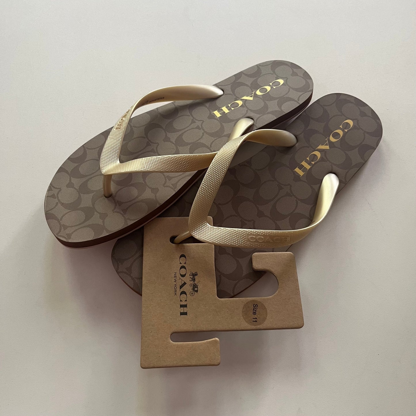 Sandals Flip Flops By Coach In Brown, Size: 11