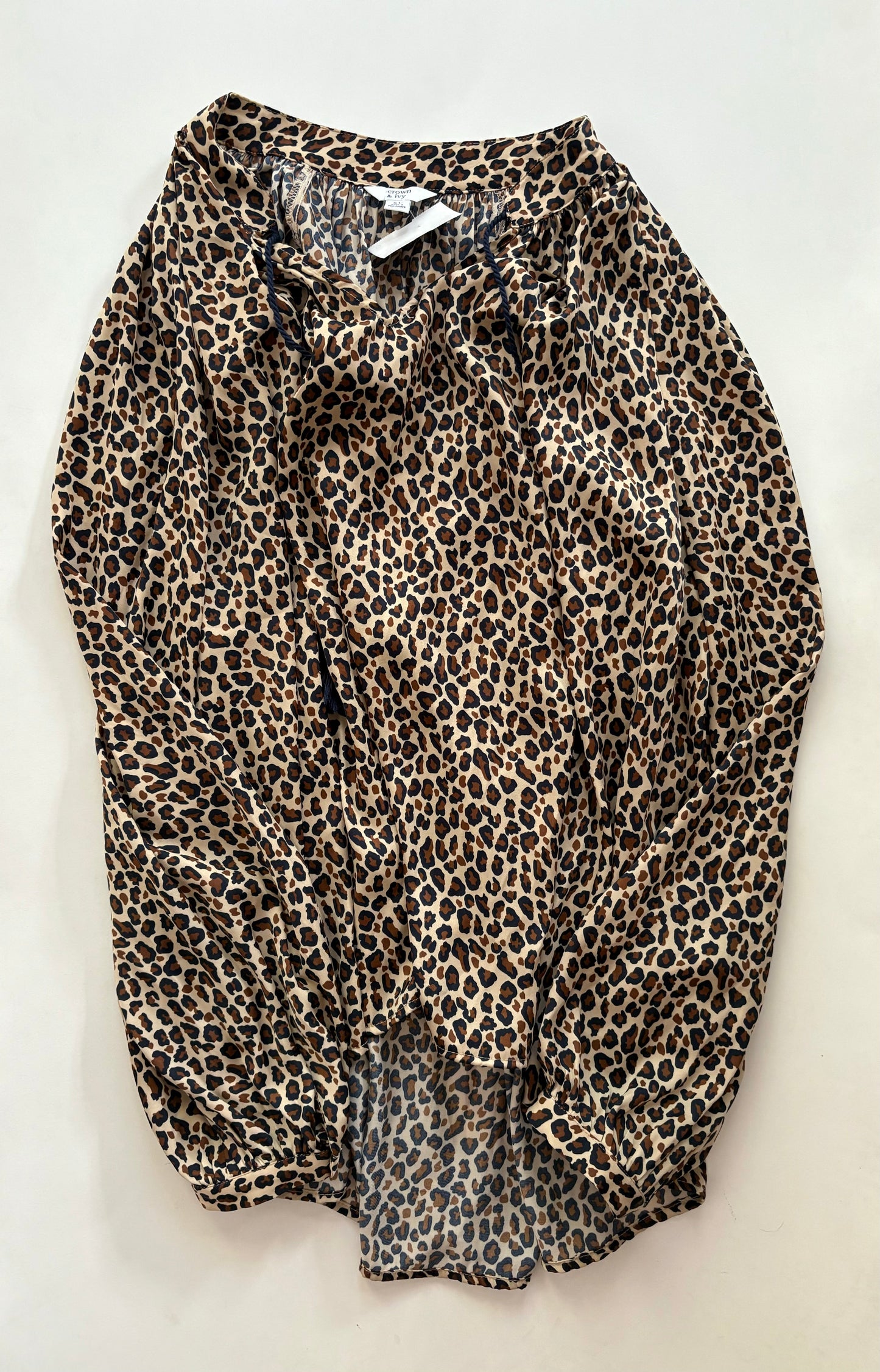 Blouse Long Sleeve By Crown And Ivy In Animal Print, Size: Xl