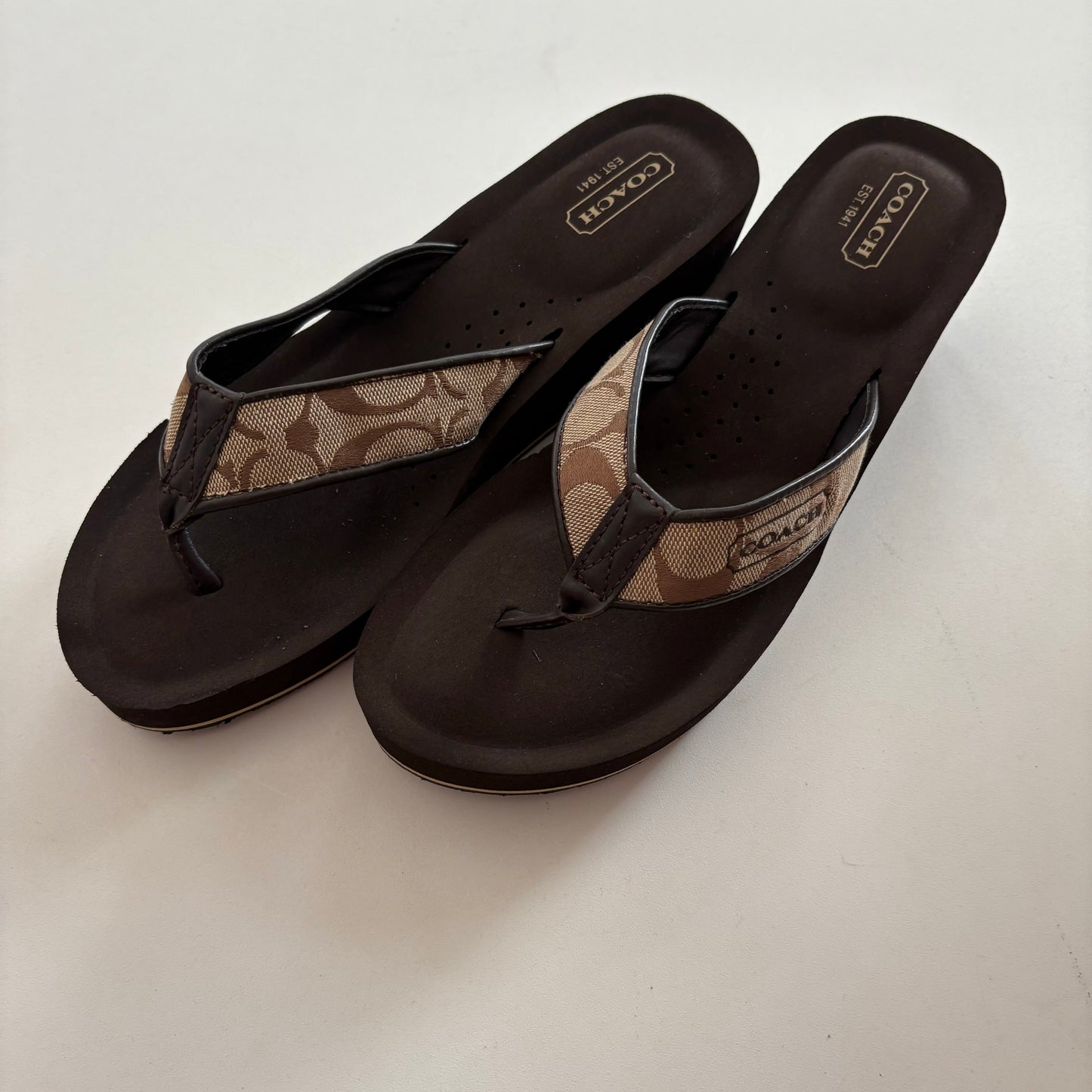 Sandals Heels Block By Coach O In Brown, Size: 9