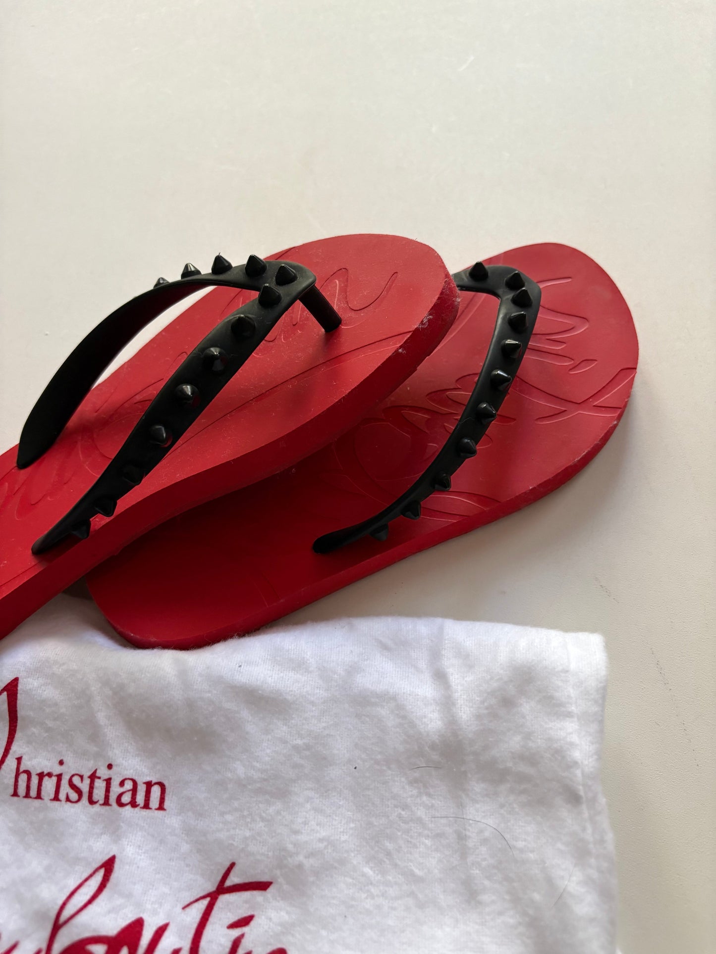 Sandals Flip Flops By Christian Louboutin In Red, Size: 6