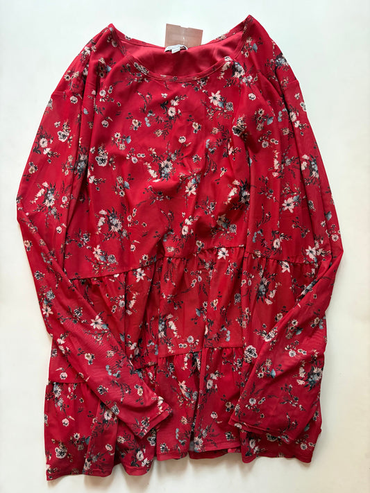 Top Long Sleeve By Love Fire In Red, Size: 3x