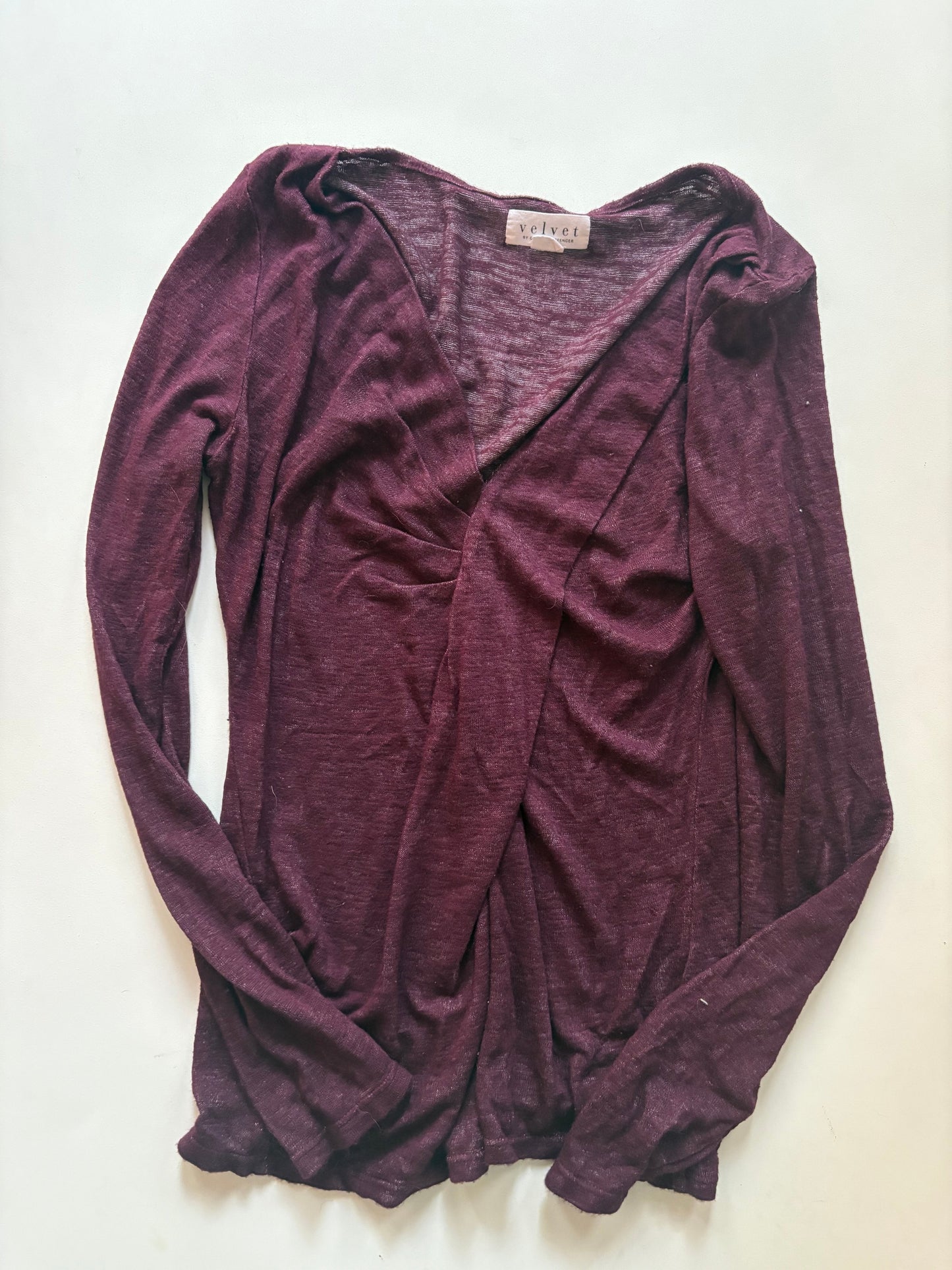 Top Long Sleeve By Velvet In Maroon, Size: S