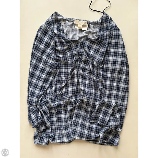 Top Long Sleeve Designer By Michael Kors In Plaid Pattern, Size: 1x
