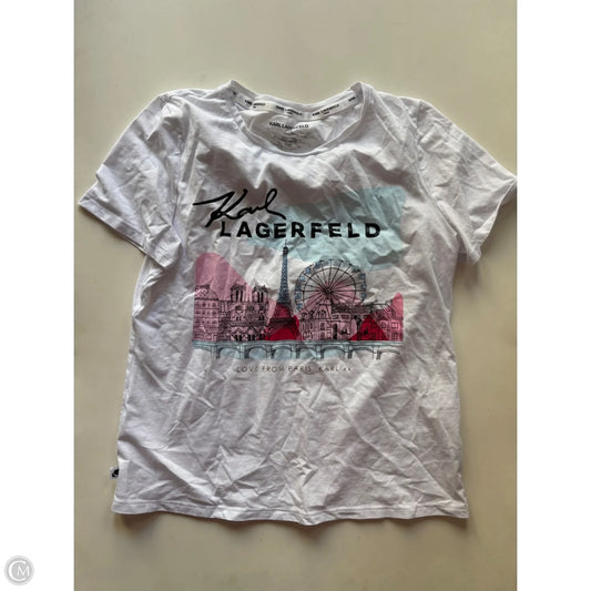 Top Short Sleeve Designer By Karl Lagerfeld In White, Size: M