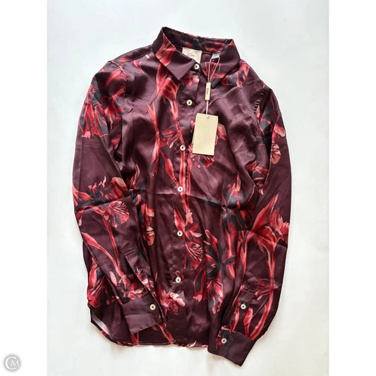 Blouse Long Sleeve By Tahari By Arthur Levine In Maroon, Size: Xs