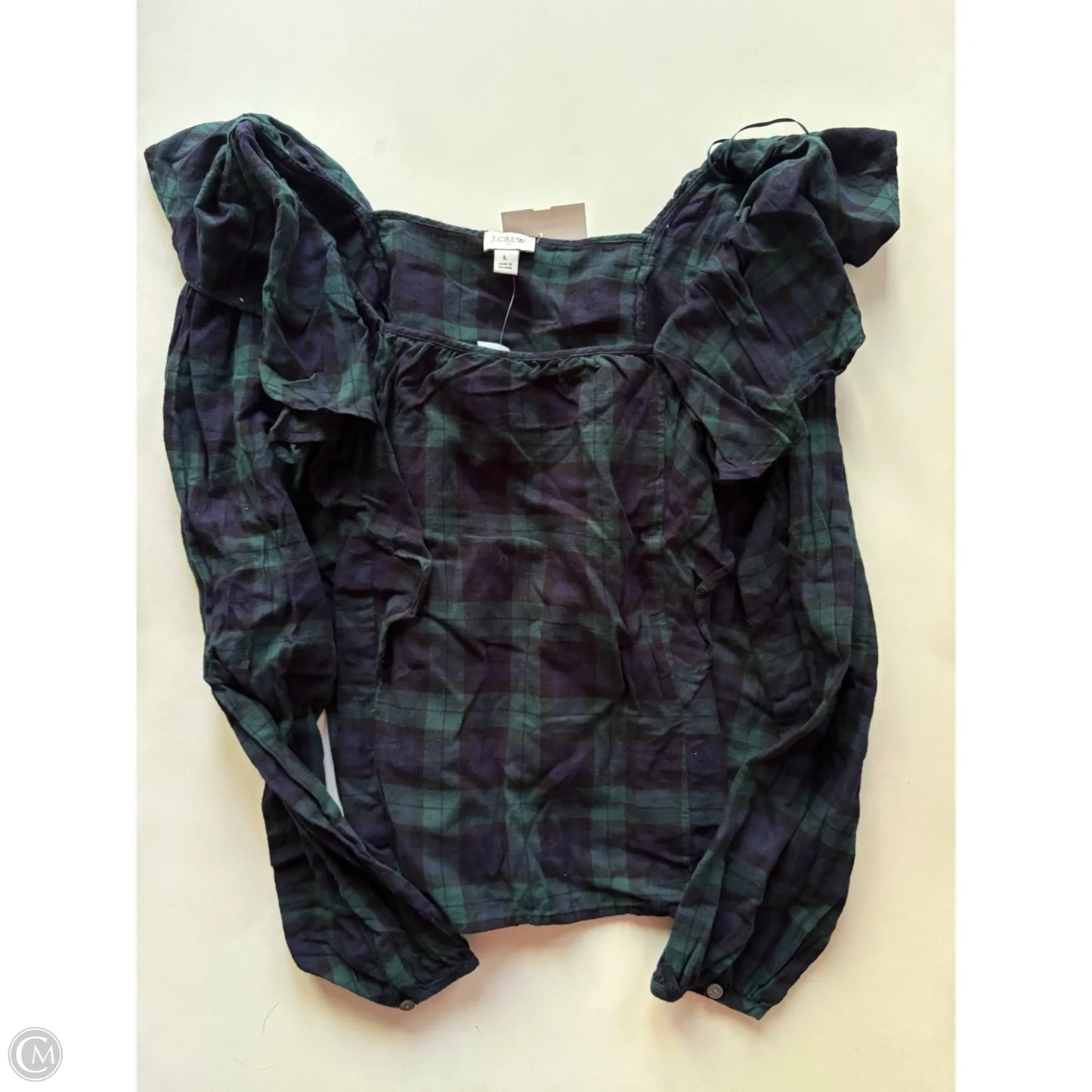 Top Long Sleeve By J. Crew In Plaid Pattern, Size: L