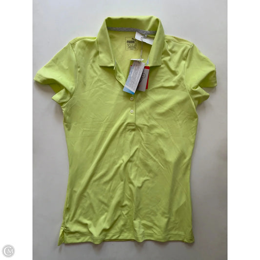 Athletic Top Long Sleeve Collar By Puma In Yellow, Size: S