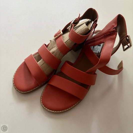 Sandals Heels Block By Sofft In Orange, Size: 8.5