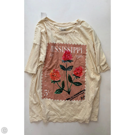 Top Short Sleeve By Vintage Canvas In Cream, Size: M