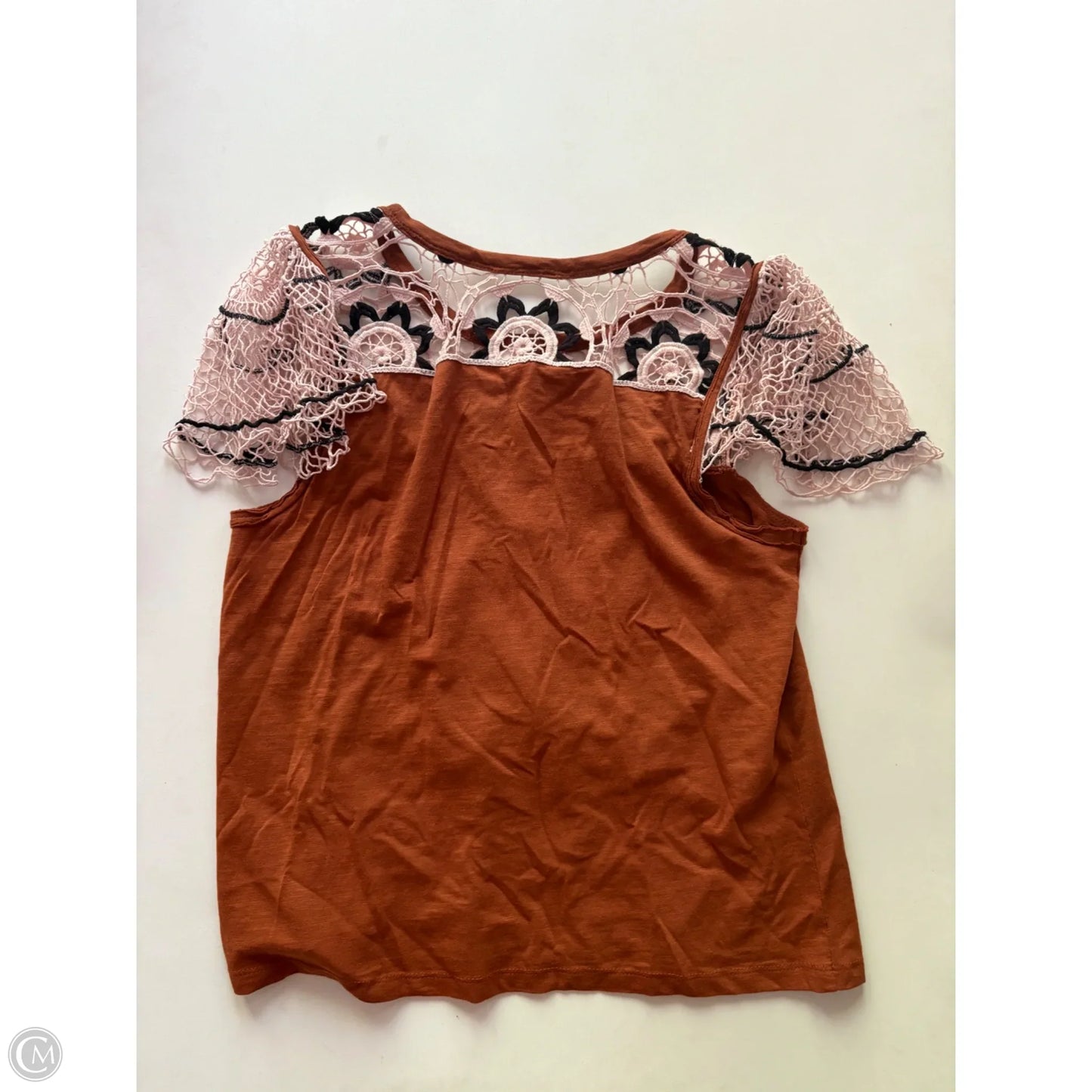 Top Short Sleeve By Anthropologie In Brown, Size: M