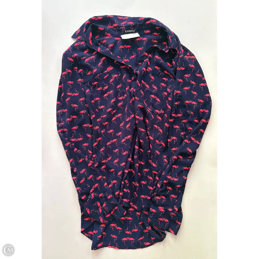 Blouse Long Sleeve By Express In Navy, Size: Xl