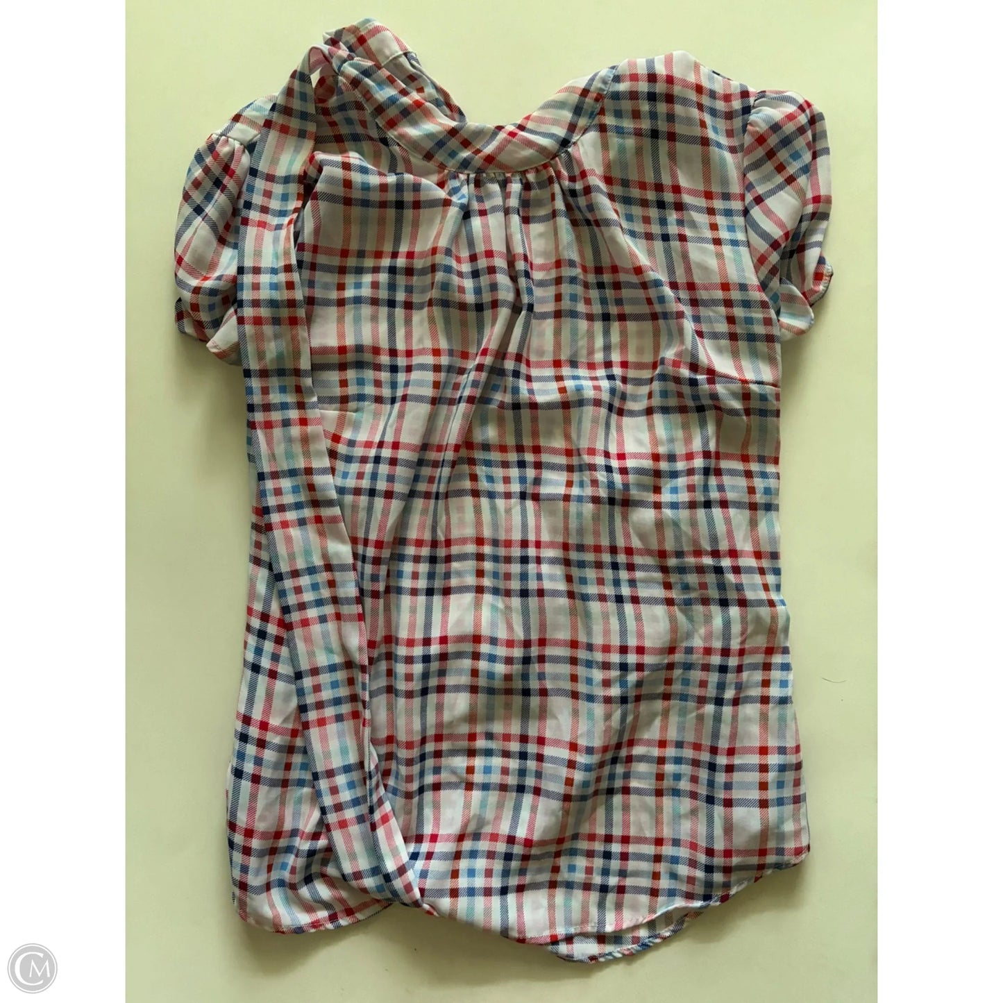 Blouse Long Sleeve By New York And Co In Plaid Pattern, Size: M