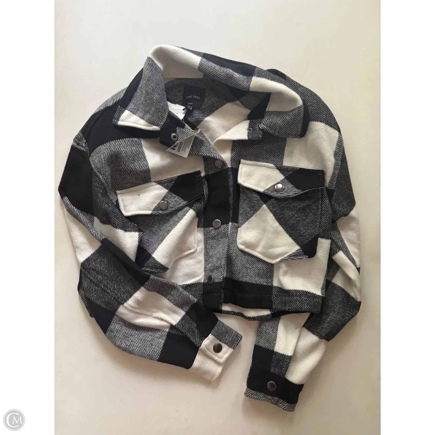 Jacket Fleece By Love Tree In Plaid Pattern, Size: S