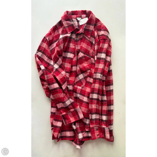 Top Long Sleeve By Aerie In Plaid Pattern, Size: Xl