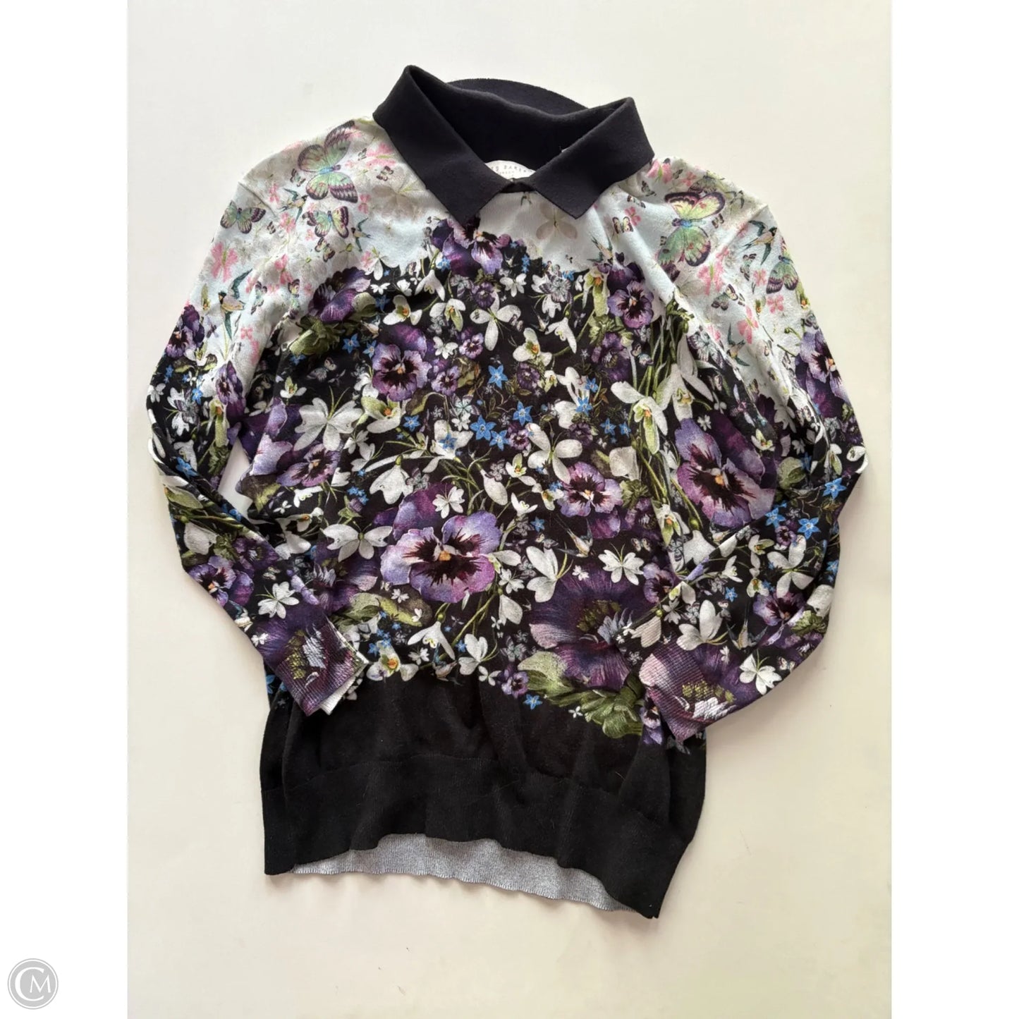 Sweater Short Sleeve By Ted Baker In Floral Print, Size: Xs