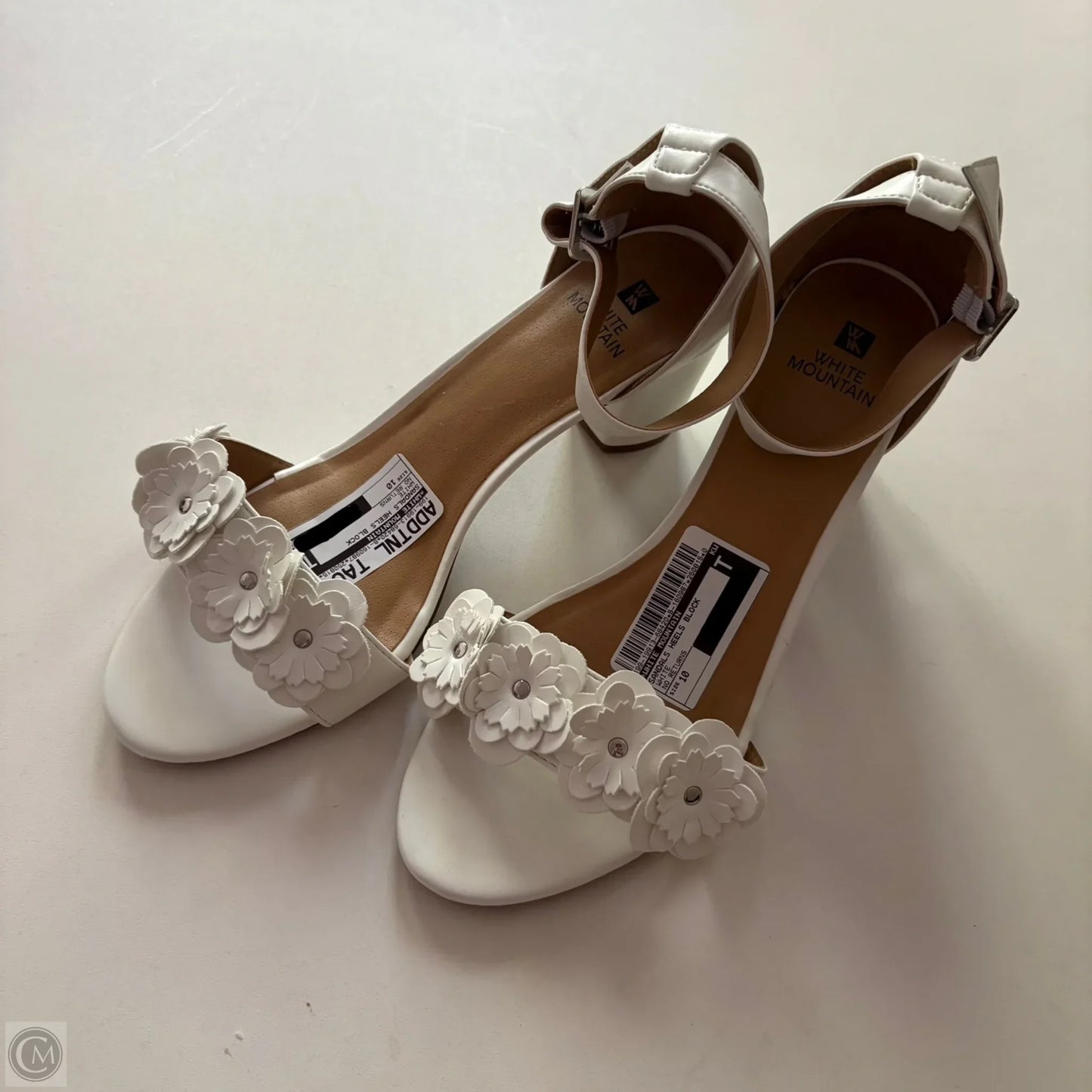 Sandals Heels Block By White Mountain In White, Size: 10