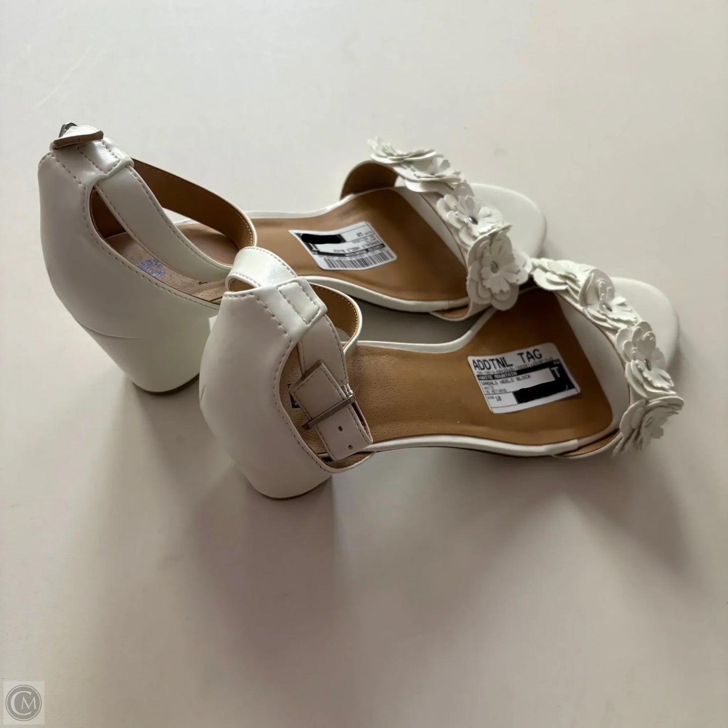 Sandals Heels Block By White Mountain In White, Size: 10