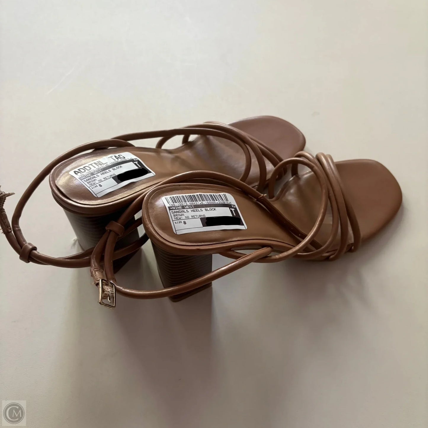 Sandals Heels Block By Nine West In Brown, Size: 8