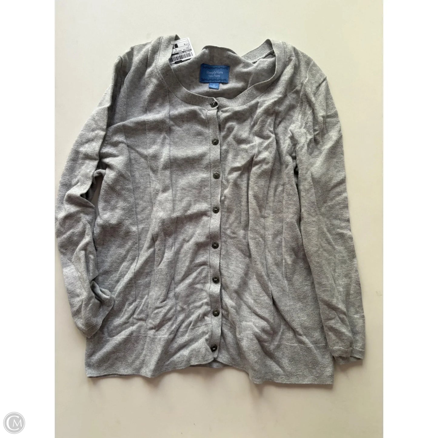 Sweater Cardigan By Simply Vera In Grey, Size: M