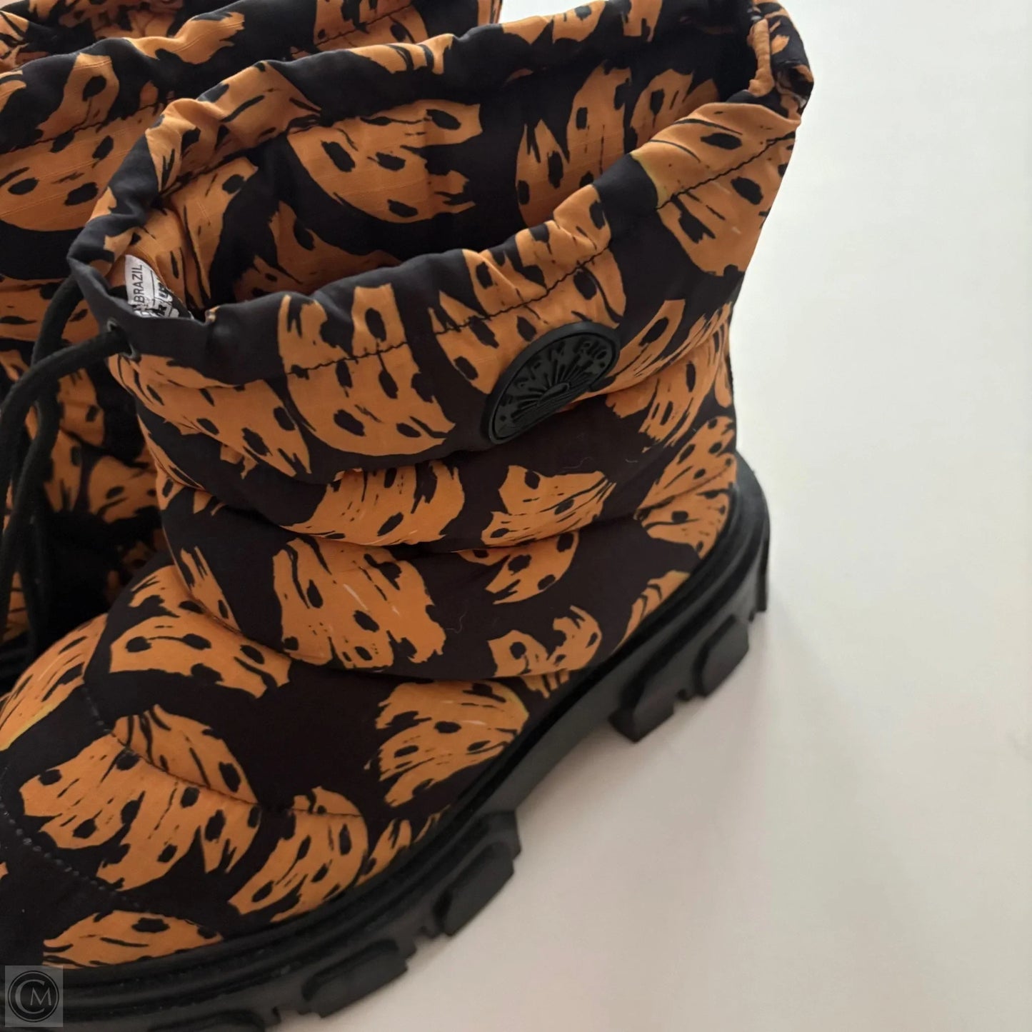 Boots Ankle Flats By Farm Rio In Black & Yellow, Size: 7