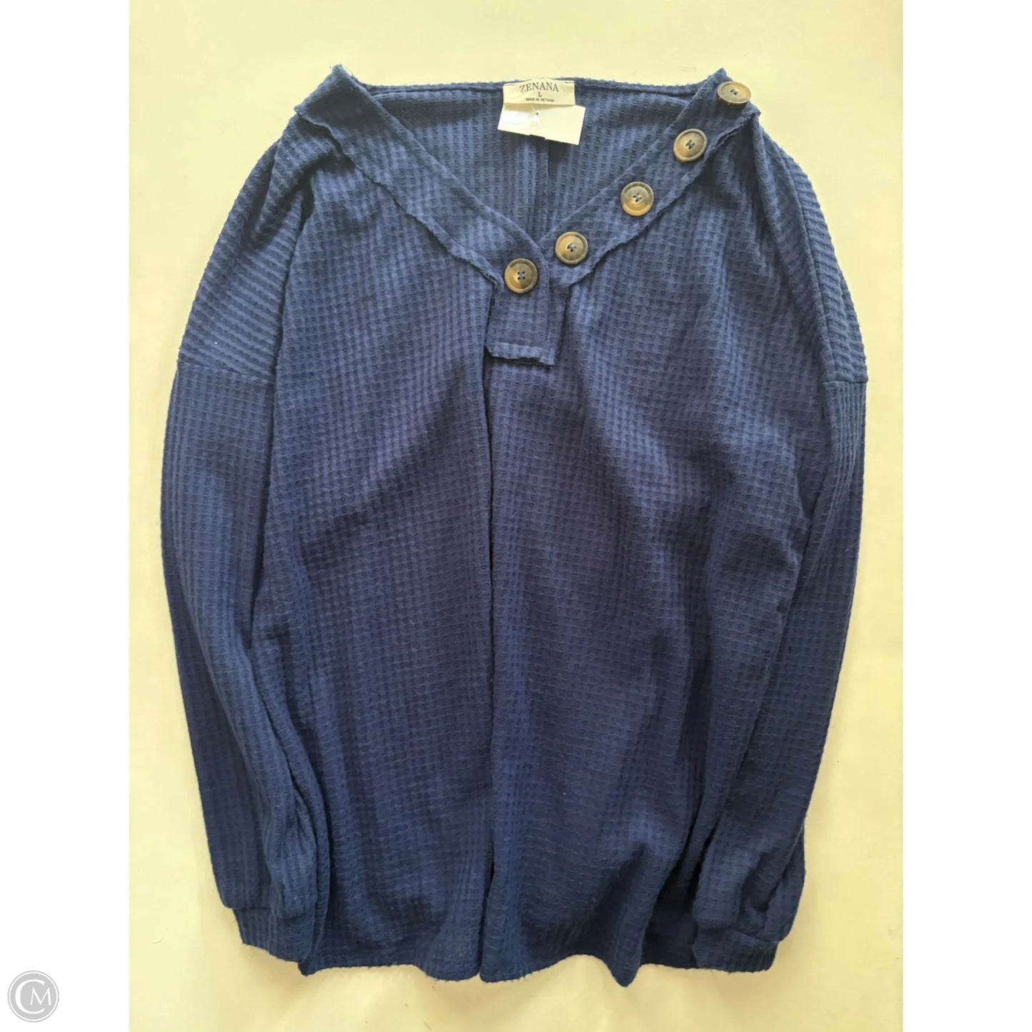 Top Long Sleeve By Zenana In Blue, Size: L