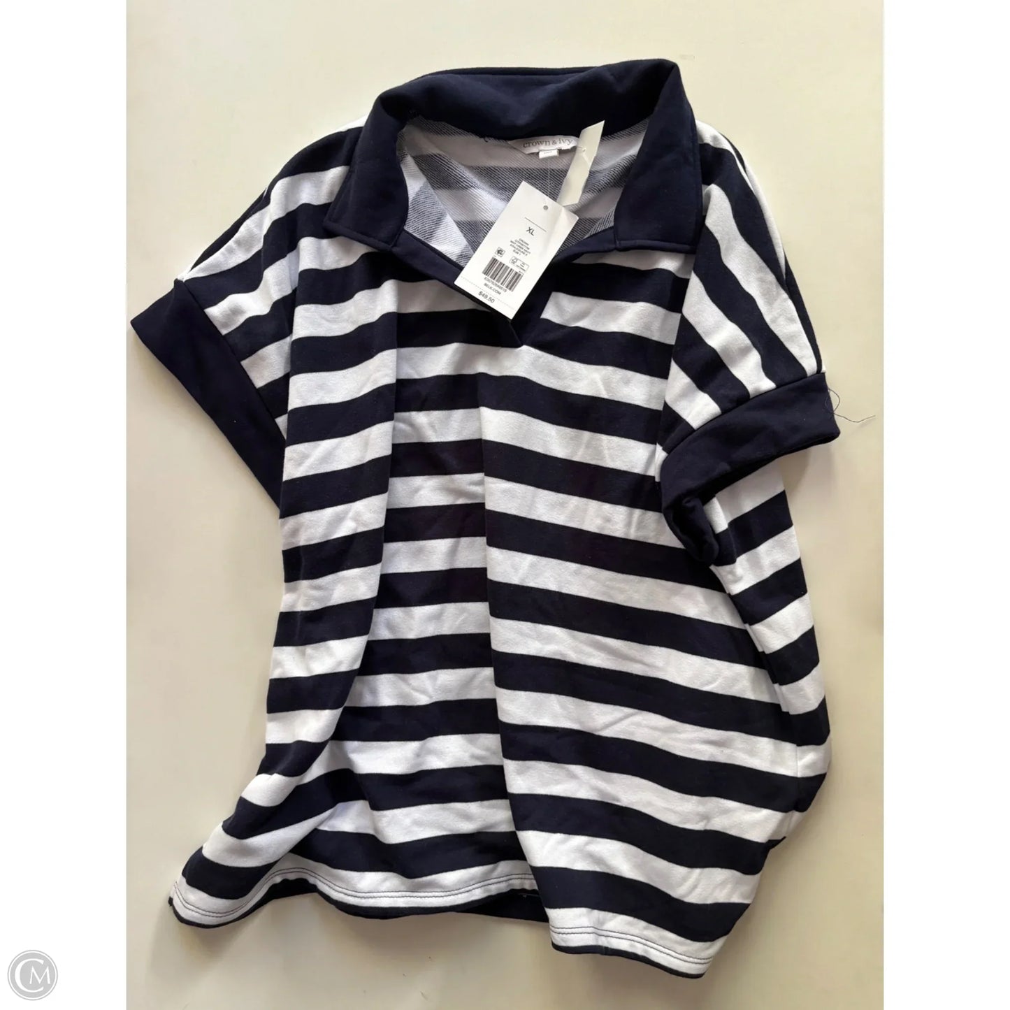 Top Short Sleeve By Crown And Ivy In Striped Pattern, Size: Xl