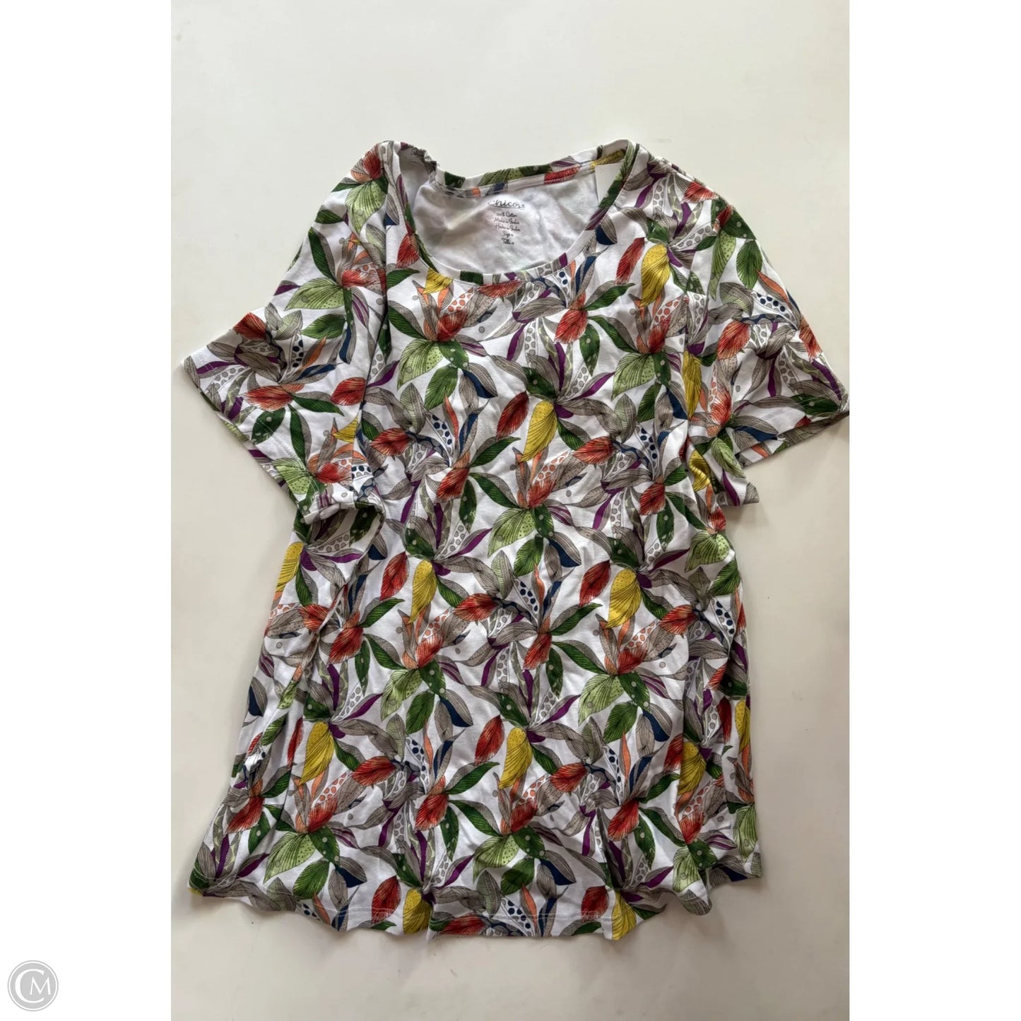 Top Short Sleeve By Chicos In Floral Print, Size: 2x