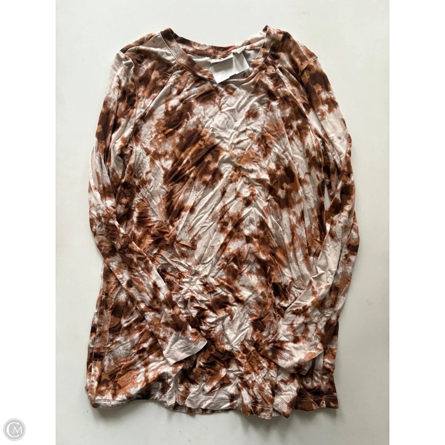 Top Long Sleeve By Logo In Brown, Size: Xs