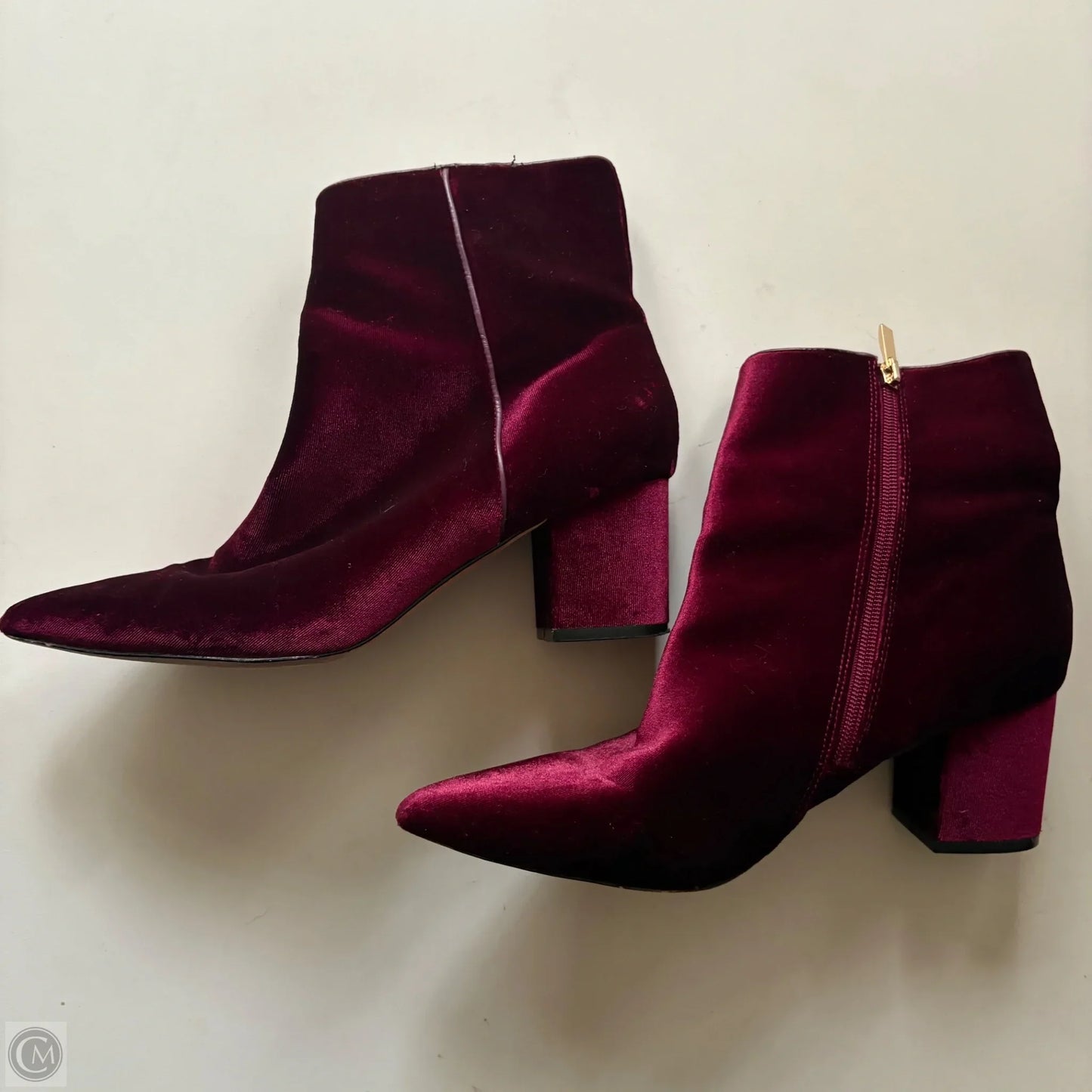 Boots Ankle Heels By Steve Madden In Maroon, Size: 9.5