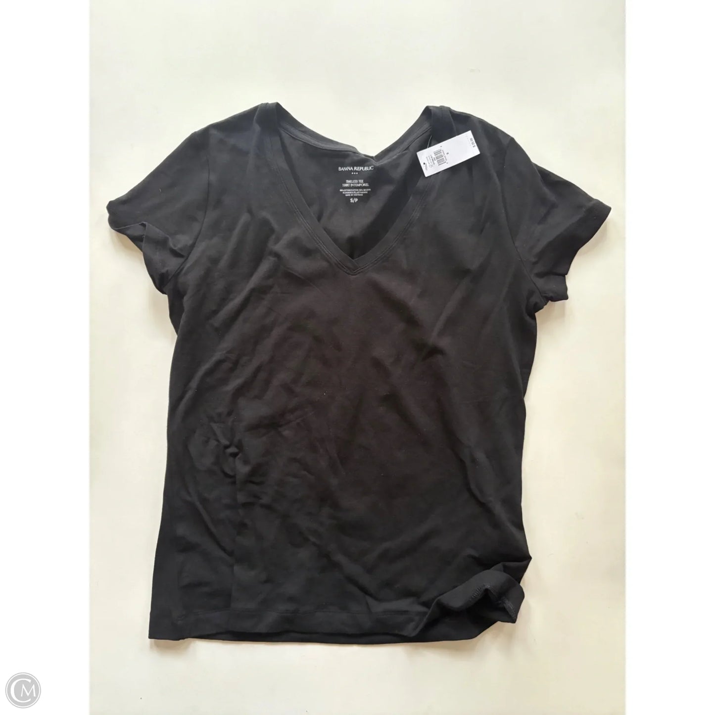 Top Short Sleeve By Banana Republic In Black, Size: S
