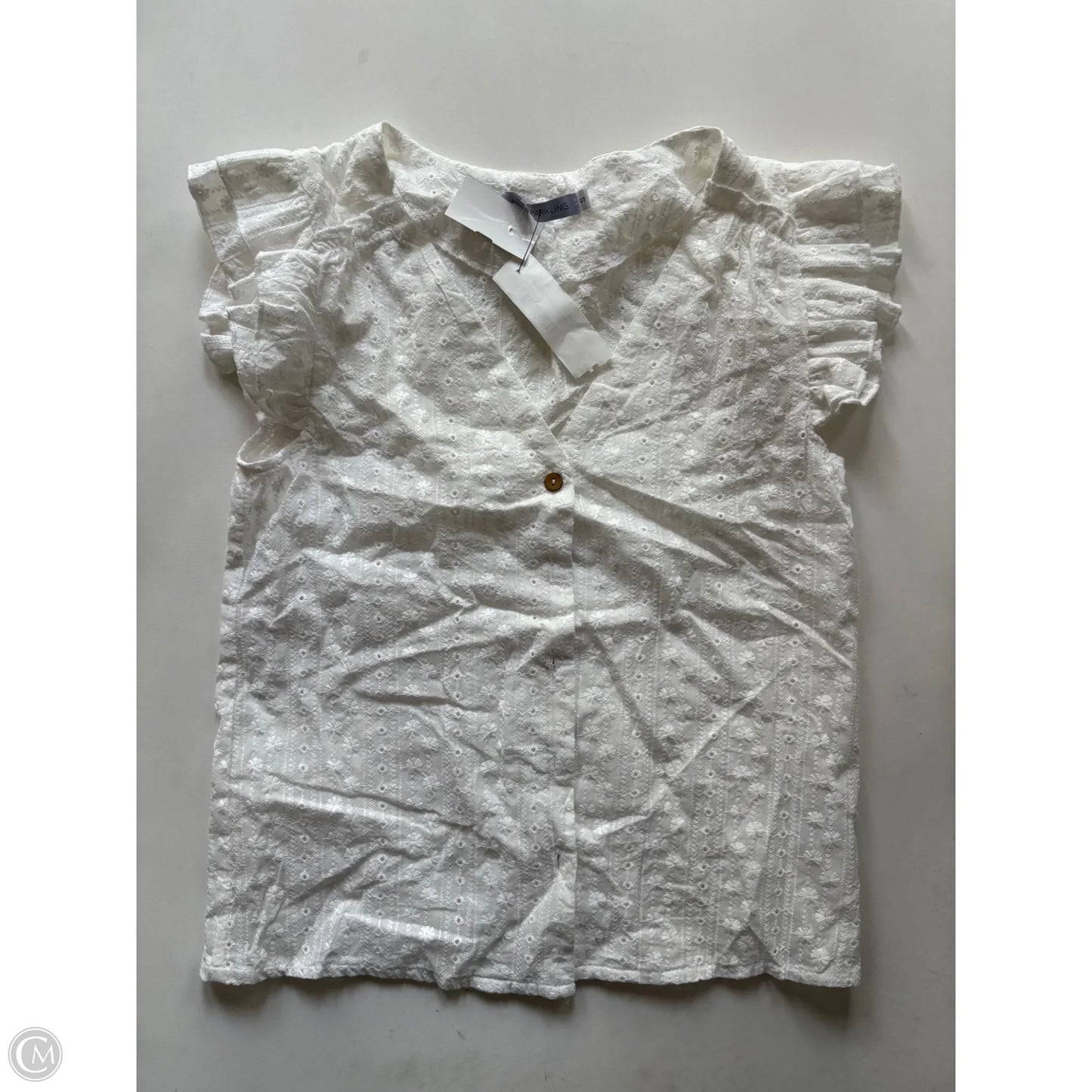 Top Short Sleeve By Miss Sparkling In White, Size: S