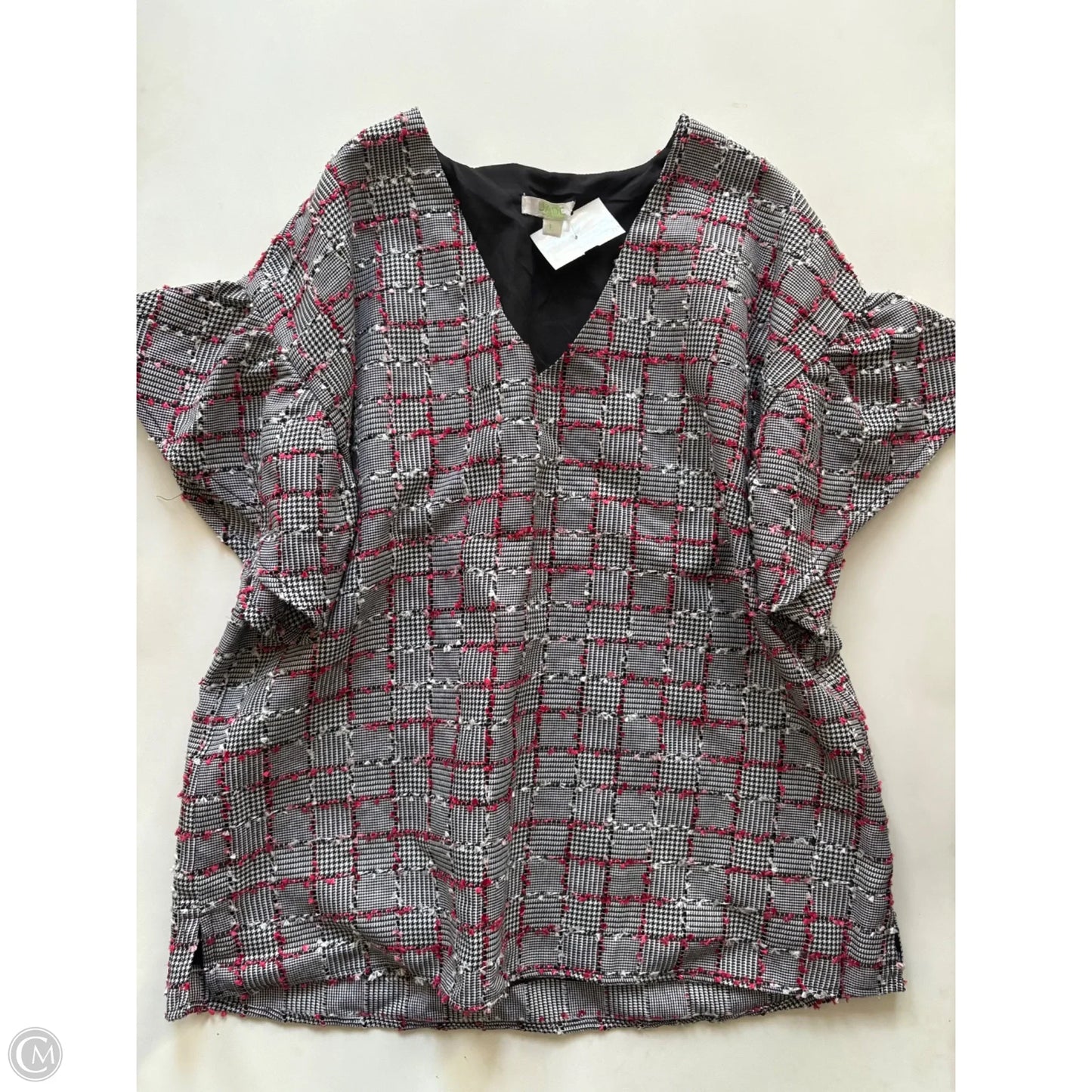 Top Short Sleeve By Jade In Plaid Pattern, Size: L
