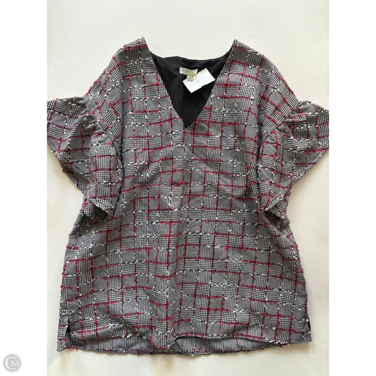 Top Short Sleeve By Jade In Plaid Pattern, Size: L