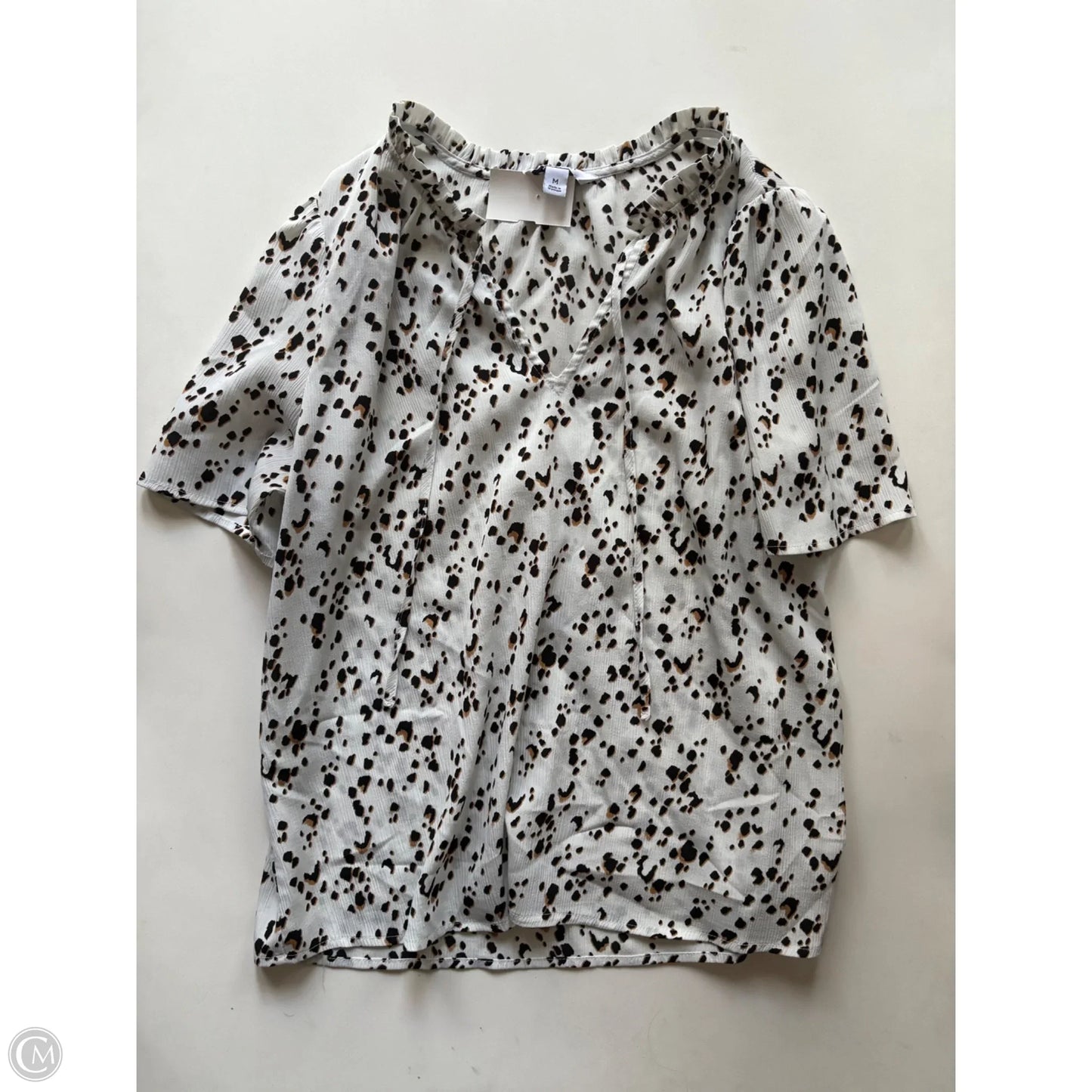 Blouse Short Sleeve By Nine West Apparel In Animal Print, Size: M