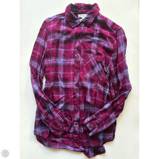 Top Long Sleeve By Beachlunchlounge In Plaid Pattern, Size: S