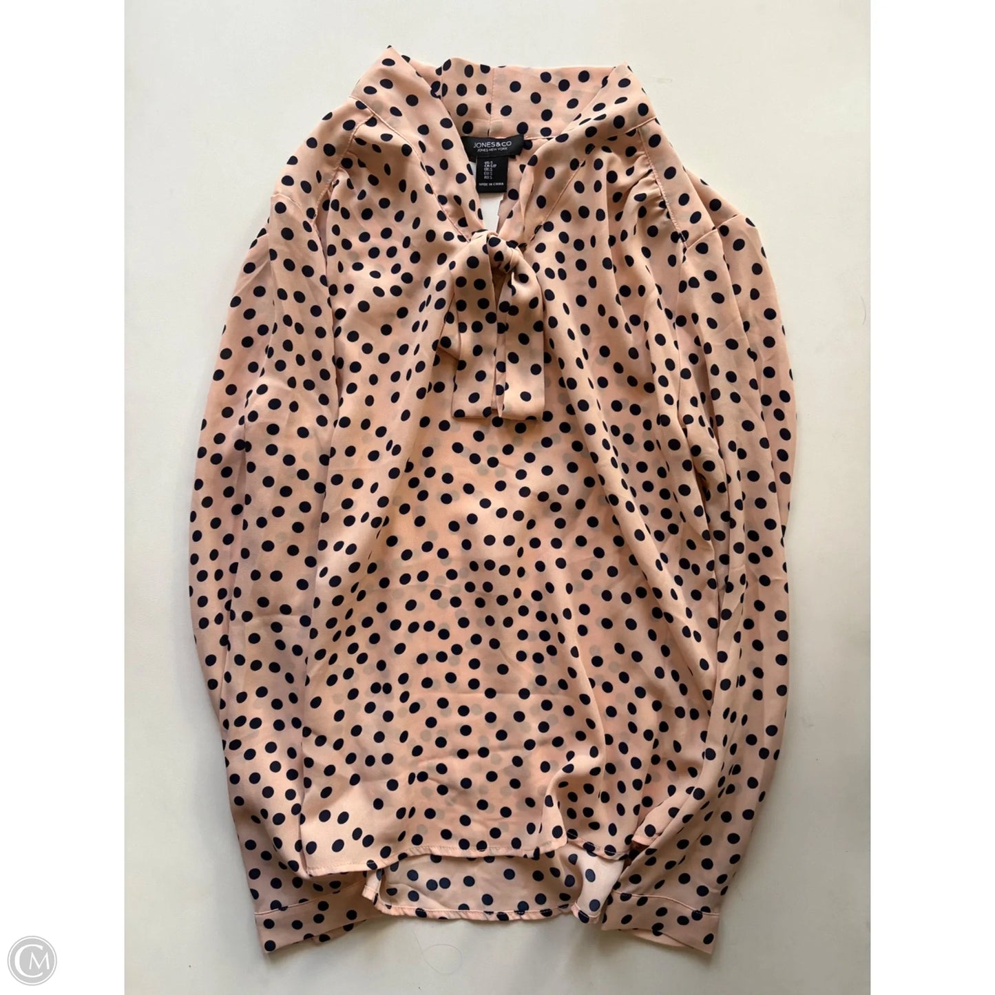Blouse Long Sleeve By Jones And Co In Polkadot Pattern, Size: S