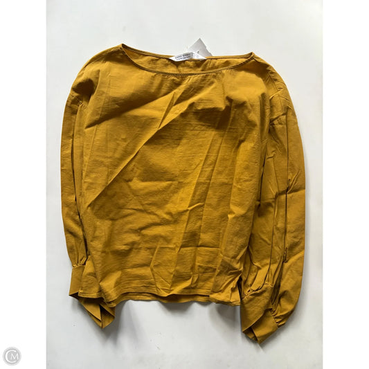 Top Long Sleeve By Zara Basic In Yellow, Size: M