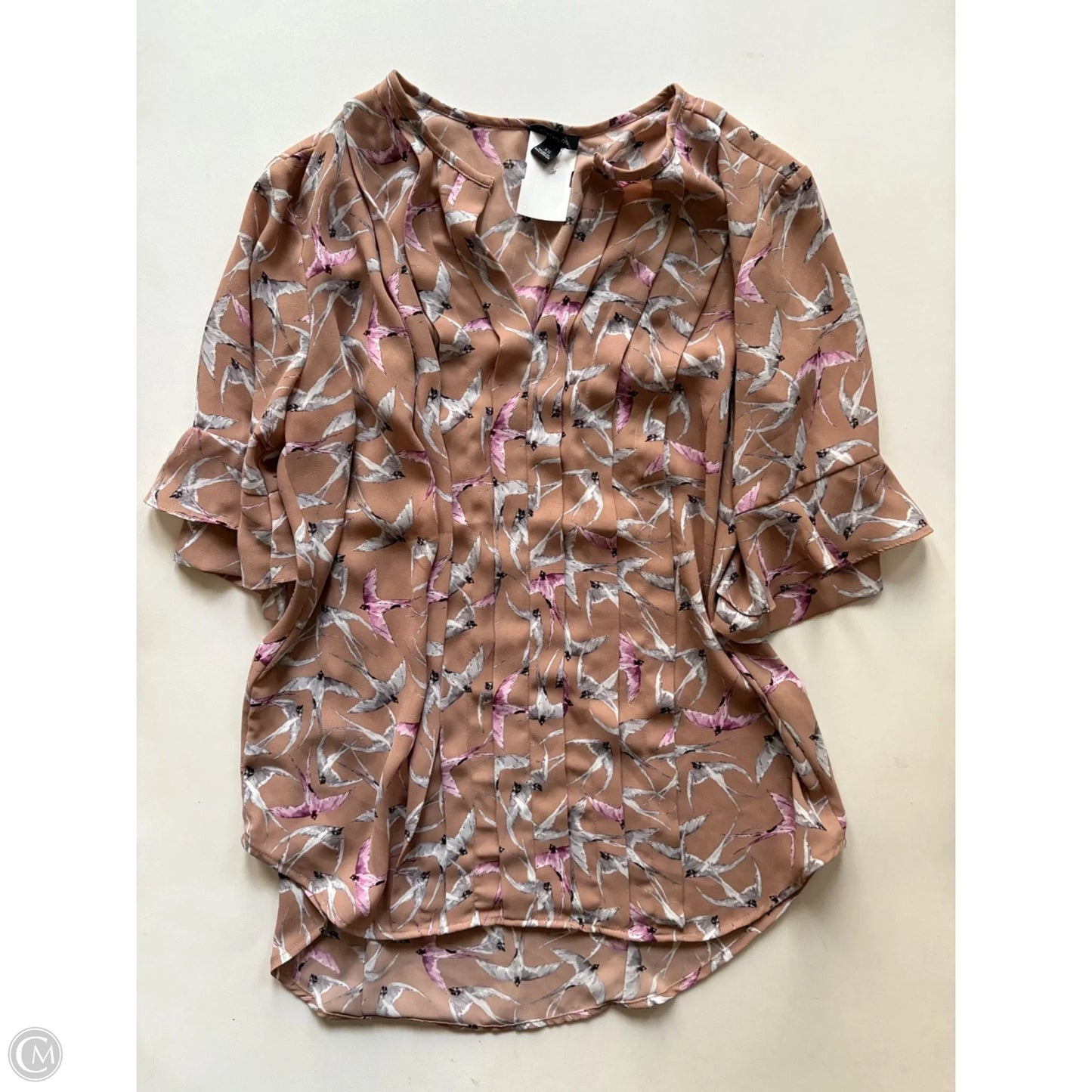 Blouse Short Sleeve By Ann Taylor In Brown, Size: Xs