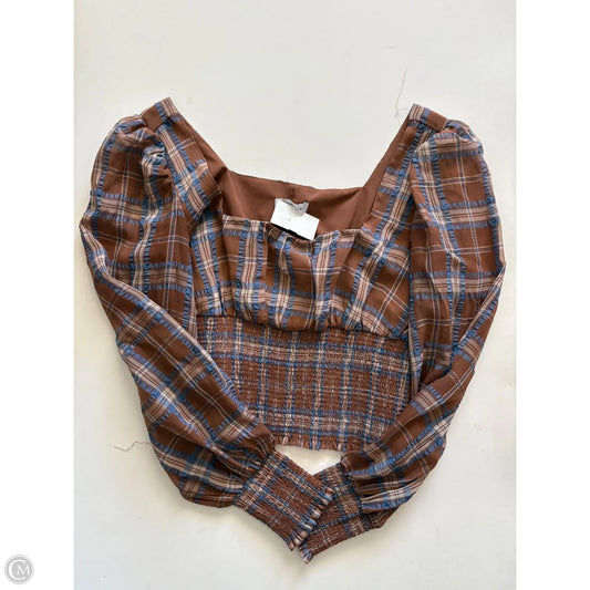 Top Long Sleeve By Gianni Bini In Plaid Pattern, Size: S
