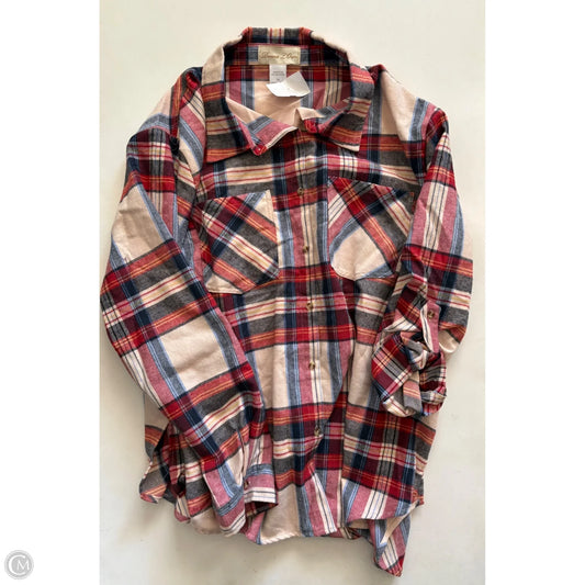 Top Long Sleeve By Donna In Plaid Pattern, Size: 3x