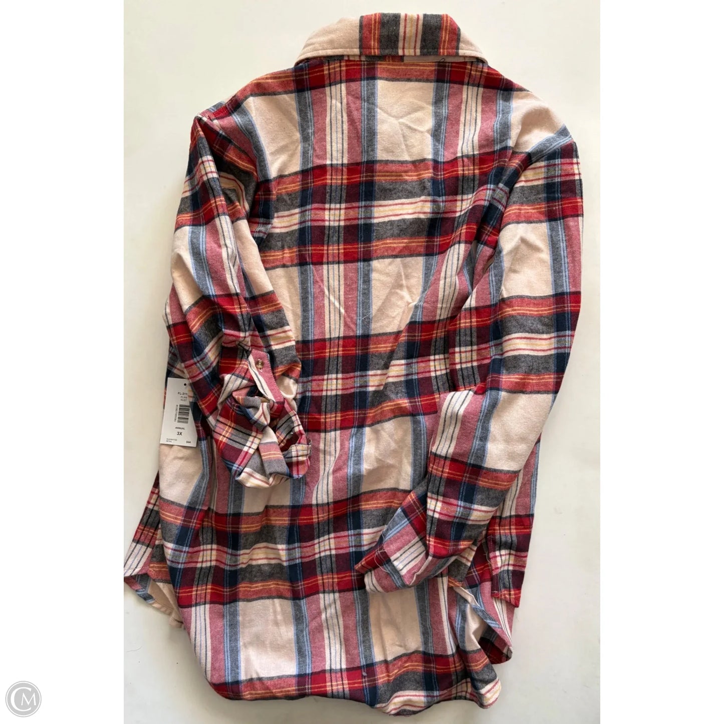 Top Long Sleeve By Donna In Plaid Pattern, Size: 3x